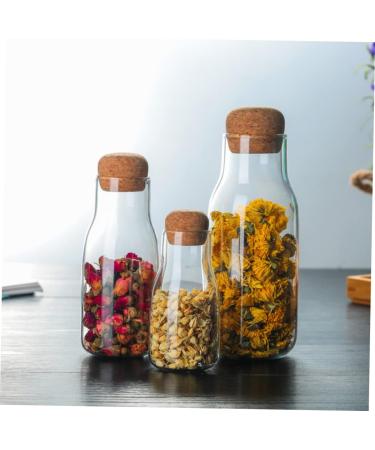 IMIKEYA Glass Storage Tank 3pcs Container Sealed Jar Dried Fruit Wooden Glass Sealed Cans 1 - Buy Online on GoSupps.com