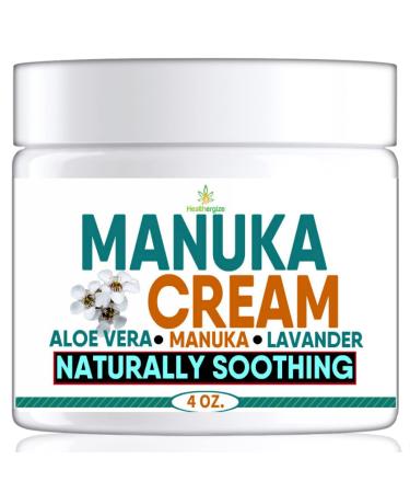 Manuka Honey Cream for Face and Body-Premium Manuka Honey Lotion Aloe Vera Lavender-Soothing Eczema Gentle Non-Greasy All Skin Types-4 OZ.