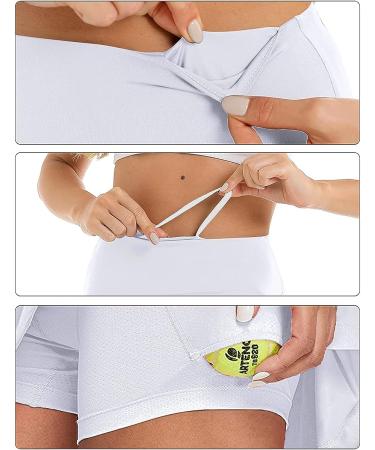 XIEERDUO Women's 20 Modest Knee Length Tennis Skirt Golf Skort Gym Shorts - Pure White XL - Buy Online on GoSupps.com