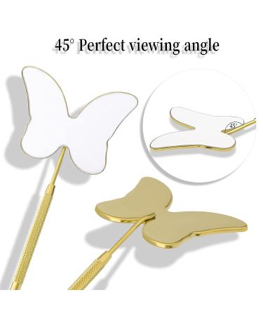 KINBOM Butterfly Eyelash Mirror - Detachable Stainless Steel Mini Handheld Makeup Mirror (Gold) - Buy Online on GoSupps.com