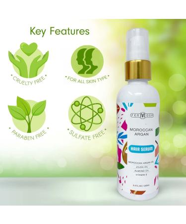 Fermosa Moroccan Argan Oil Hair Serum - Premium Hair Repair & Care | 3.4oz/100ml - International Shipping Available - Buy Online on GoSupps.com