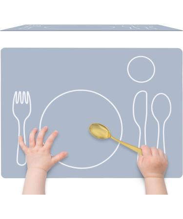 Montessori Toddler Silicone Placemat - Non-Slip & Easy-to-Clean Dining Mat for Kids - Eco-Friendly Grey - Buy Online on GoSupps.com