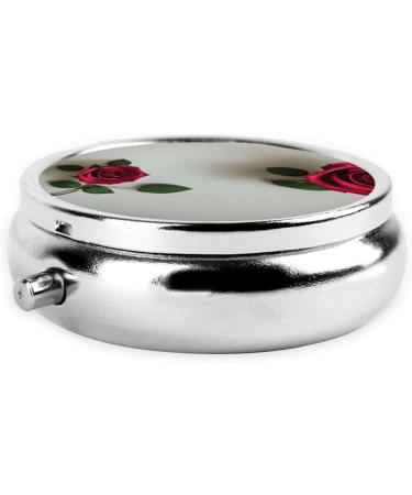 Roses Printed Mini Round Pill Box - 3 Compartment Portable Organizer for Travel Home & Office - Buy Online on GoSupps.com
