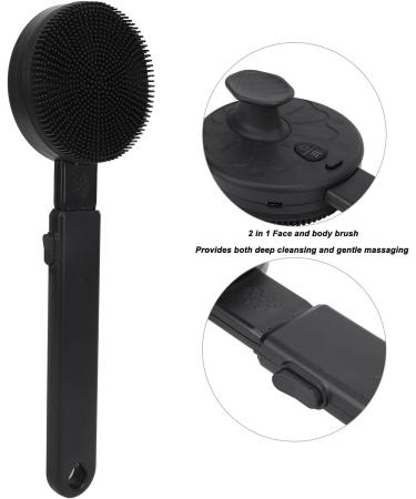 Electric Body Brush with Acoustic Vibration Telescopic Handle and Soft Bristle Multiple Speed Settings Waterproof Silicone Bristles for Normal Oily Dry Sensitive Skin Types - Buy Online on GoSupps.com