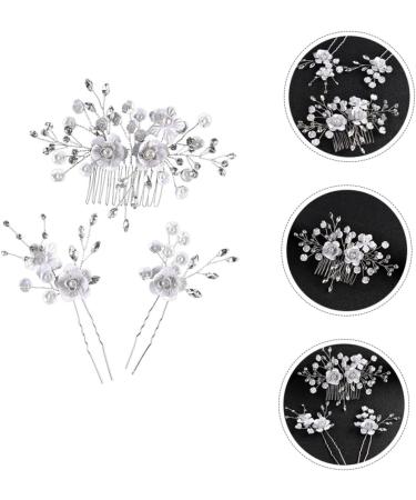 DOITOOL 1 Set White Outfit Flower Headpiece for Women Pearl Hair Side Comb Wedding Hair Comb Hair Clip Wedding Pearl Hair Comb Miss Metal Rhinestone Plastic Hairpin The Flowers - Buy Online on GoSupps.com