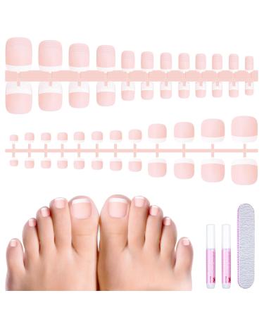 Melliex 120 pieces wrong tooth kit French natural artificial matt toenails to stick on full cover toe nails tips for women 12 sizes - Buy Online on GoSupps.com
