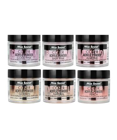 Mia Secret Acrylic Powder COVER Set - Baby Pink/Cool Pink/Natural/Peach/Almond/Golden - 1 oz (6pc) - Buy Online on GoSupps.com