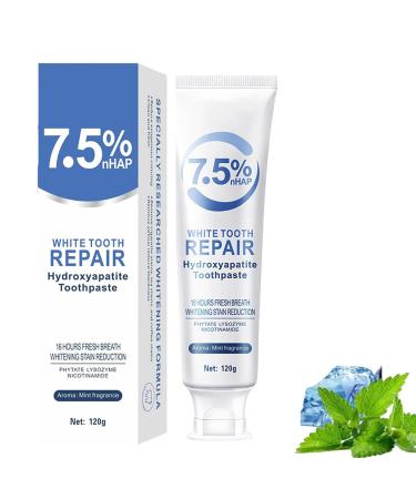 7.5% Hydroxyapatite Toothpaste Fluoride-Free Formula with Gentle Mint for Sensitive Teeth Cleans and Cares for Oral Health Promotes Freshens Breath.