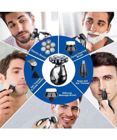 5 in 1 Electric Head Shaver for Bald Men - 7D Rotary Shaver with Nose Hair Trimmer & Face Brush | International Shipping - Buy Online on GoSupps.com