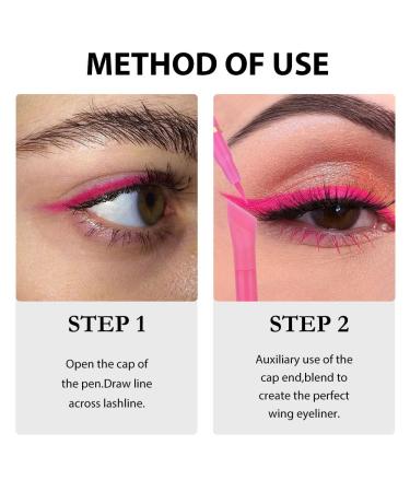 Kaely 2Pcs Pink Liquid Wing Eyeliner Stamp & Pencil Set - Waterproof Colored Eye Liners for Colorful Eyes - Buy Online on GoSupps.com