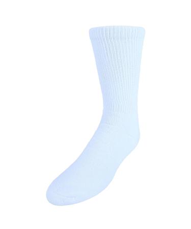 CTM  Men's Diabetic Crew Socks One Size White