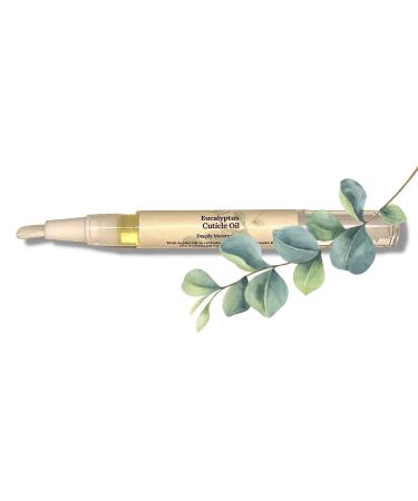 Eucalyptus cuticle oil 3ml twist pen vegan & cruelty free. Soft brush application. Prevents hang nails. Moisturises cuticles. Fresh scent. Natural ingredients