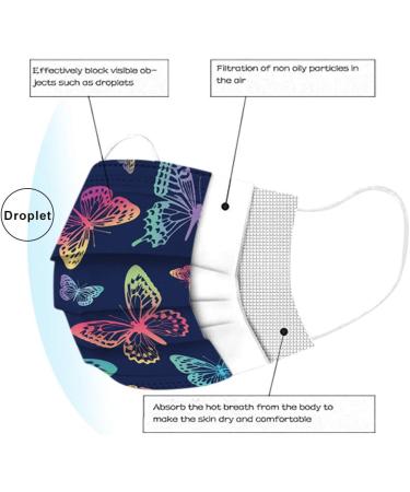 Goddess Accent 50 Pack Disposable Face_Mask Cute Floral Tie Dye Printed Protection for Adults Women - Buy Online on GoSupps.com