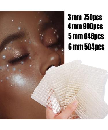 Pearl Rhinestone Stickers for Eyes, Face & Body - 3D Self Adhesive White Pearl Jewels for Makeup, Nails & DIY Crafts - 4 Sheets - Buy Online on GoSupps.com