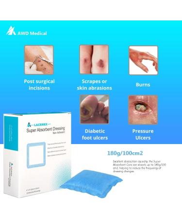 Super Absorbent Non-Stick 4x4 Gauze Pads for Wounds and Burns - Box of 10 - Buy Online on GoSupps.com