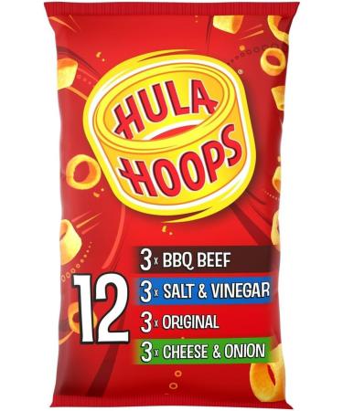 Hula Hoops Variety Multipack Crisps (48x24g) BBQ Beef Salt & Vinegar Cheese & Onion & Original - Boxed Treatz - Buy Online on GoSupps.com