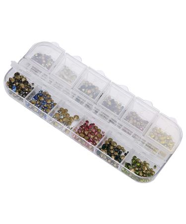 NSXAYIWE 12 Grids Nail Art Rhinestones DIY Nail Decoration Glitter Rhinestones Manicure Tool