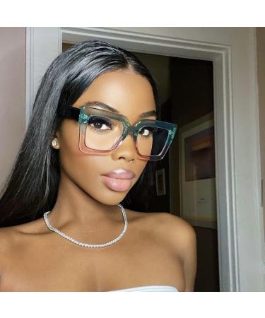 Shop Oversized Square Blue Light Blocking Reading Glasses - Anti-Glare +200 Green - Buy Online on GoSupps.com