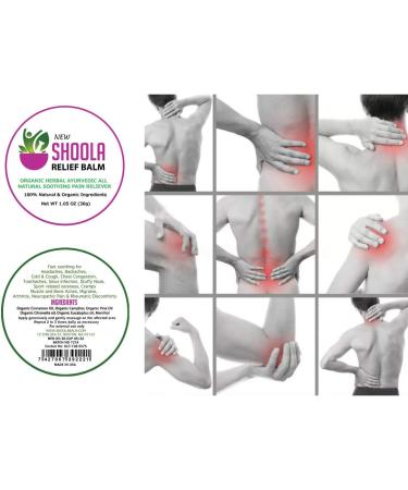 SHOOLA Pain Relief Balm - Maximum Strength Organic Rub for Headaches, Joint, Back & Muscle Pain, Nasal Sinus Infection, Menstrual Pain - 100% Essential Oil Salve - Buy Online on GoSupps.com