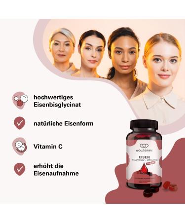 WowTamins Iron Bisglycinat with Vitamin C - Sugar-Free & Vegan Iron Gummies for Kids and Women - High-Dose Iron Supplement (120 Pieces) - Buy Online on GoSupps.com