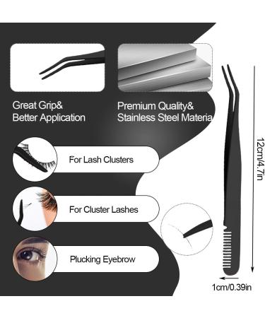 Qiveaory Individual Eyelashes Lash Bond and Seal Kit 3Pcs with Waterproof Mascara Cluster Glue 72 Hours Fixing and Sealing Mascara Remover Eyelash Tweezers - Buy Online on GoSupps.com