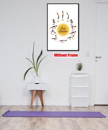 Teevoke 16x24 Yoga Inhale Exhale Sun Salutation Poster - Unframed Meditation Morning Yoga Flow Poses Surya Namaskar - No Frame - Buy Online on GoSupps.com