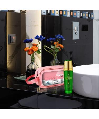 Waterproof Clear Makeup Bag with Zipper - Pink Travel Toiletry Case - Buy Online on GoSupps.com