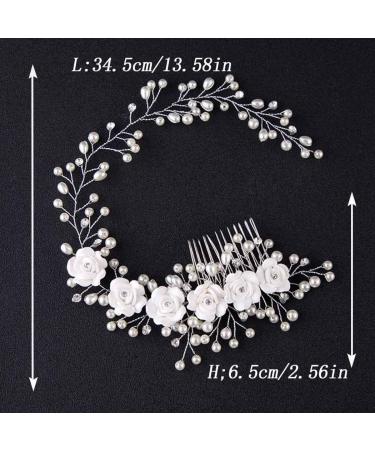 Foyte Hair Comb Pearl & Alloy Silver Women's Bridal Hair Accessories for Wedding Party - Buy Online on GoSupps.com