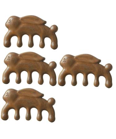 Healvian 4 pieces Massage comb from green sandal wood circulating blood circulation Light hand massage bloodstream relaxer slack lettering wide tooth ridge gift breastfeeding ridge ladies wooden comb