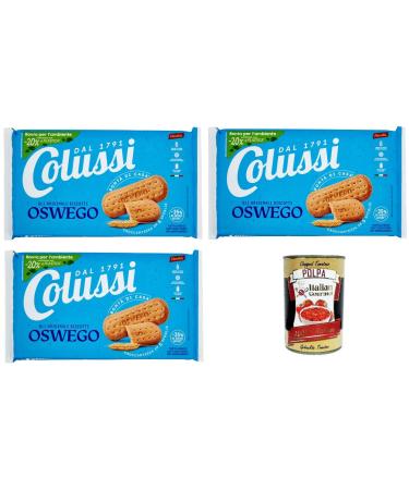 Italian Gourmet E.R. Colussi Gli Originali Biscotti OSVEGO Set of 3 Cookies Osvego 500 g + Italian Gourmet Tomato Pulp 400 g Tin
