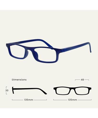Shop Mattes Marineblau Easy Readers | Stylish Unisex Reading Glasses with Feather Hinges | +2.50 Diopters Optical Performance - Buy Online on GoSupps.com