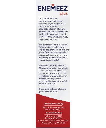 Docusol Plus Mini Enema Clear 5ml 5 Count - Docusate Sodium with Benzocaine - Buy Online on GoSupps.com