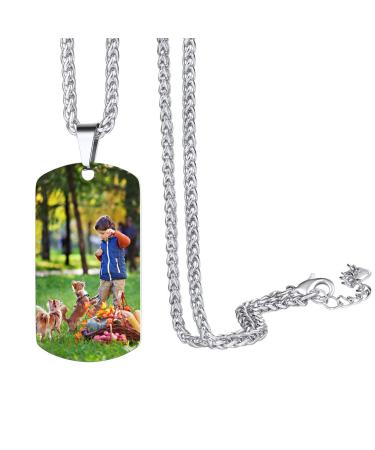 Photo Dog Tag Necklace Personalised Photo Necklace for Men Boyfriend Son Brother Father Uncle Dad Birthday Christmas Thanksgiving Day Anniversary 00-custom photo
