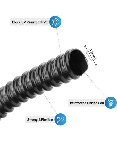 Pisces 12mm (0.5 inch) Black Pond Corrugated Flexible Hose Pipe - 5m Roll 5 12mm (0.5 inch) - Buy Online on GoSupps.com