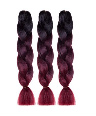 Shop Ombre Burgundy Braids Extensions - 6PC Jumbo Synthetic Hair for DIY Wigs | 100g Each | International Shipping - Buy Online on GoSupps.com