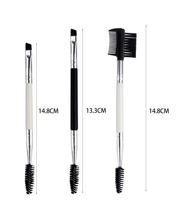 3 Pcs Angled Eyebrow Brush and Comb Set with Spoolie - Professional Eyebrow Grooming Tool in White - Buy Online on GoSupps.com