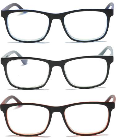 MMOWW 3-Pack Reading Glasses for Men & Women - Anti-Blue Computer Glasses with Spring Hinges (Gray Blue Red) - 2.5x Magnification - Buy Online on GoSupps.com