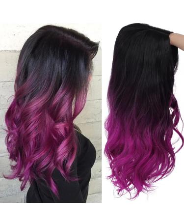 Sallcks Ombre Purple Long Wavy Wig | Side Part Synthetic Heat Resistant Wig for Women - Ideal for Daily Wear, Parties & Halloween Costumes - Buy Online on GoSupps.com