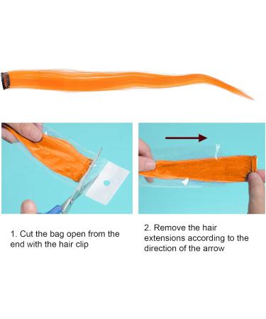 Colored Hairpieces Colored Hair Clip Rainbow Hair Extensions Straight Hairpiece Clip Bright Color Hair Extensions Hairpiece for Cosplay Dress Up Party Holiday for Girls Women Gift (Charm Orange) - Buy Online on GoSupps.com