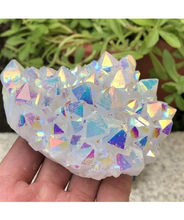 for Titanium Cluster Rainbow Aura Lemurian Quartz Crystal Specimen Point 1pc Stone Mineral Specimen