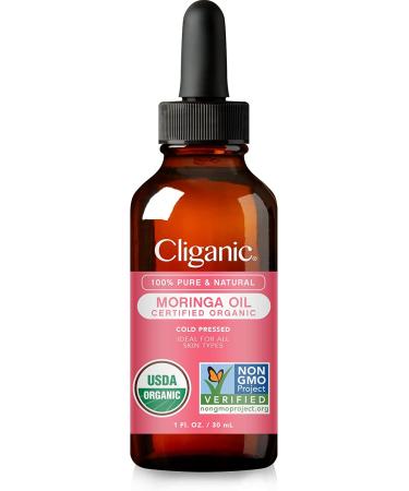 Cliganic Organic Moringa Oil - 100% Pure for Face & Hair | 1 Fl Oz Cold Pressed Unrefined - Buy Online on GoSupps.com