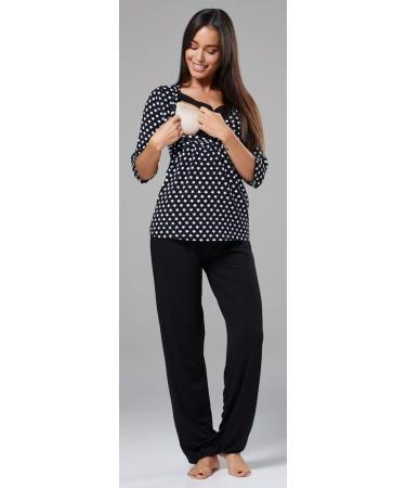 Zeta Ville Maternity Breastfeeding Pyjamas - Black With Stars - Size 8 - Pregnancy Nightwear - Buy Online on GoSupps.com
