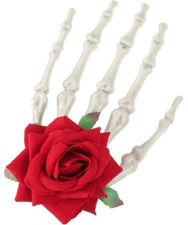 Halloween Hair Clips | Rose Flower Horror Skull Bone Hair Claw - Halloween Nonslip Hairpin Zombie Punk Rock Horror Hair Clip for Women Girls Hair Accessories Jiahua Red - Buy Online on GoSupps.com