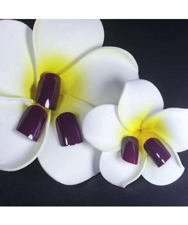 Elegant Purple Glossy Short Squoval Press On False Nails - Reusable Acrylic for Daily Office or Salon Manicure - Valentine's Day Nail Art Tips - 100ct - Buy Online on GoSupps.com