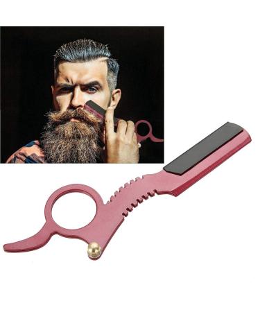 Manual Stainless Steel Men's Razor - Thumb Shape Straight Shaver for Facial Hair Removal (Red) - International Shipping Available - Buy Online on GoSupps.com