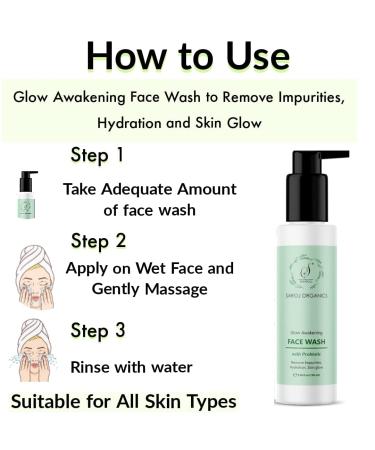 Sarrtoj Organics Glow Awakening Facewash 100ml | Hydrating Cleanser for Men & Women | Skin Glow & Impurity Removal - Buy Online on GoSupps.com