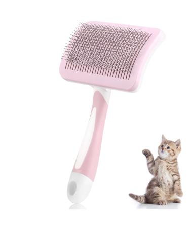 Cat brush short -haired cat kamm with grip brush cat pet dog brush pets brush self -cleaning fur brush for long hair and short hair (pink)