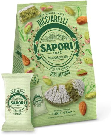  Sapori Sapori Ricciarelli al Pistacchio Almond Pistachio Almond Pasta 120g Italian Christmas Specialties 6 Individual Servings 20g - Buy Online on GoSupps.com