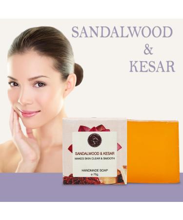 Sandalwood Saffron Handmade Natural Soap for Men & Women | Moisturizing Bar Soap Set (3 Bars 7.9 Oz) | Ideal for Body & Face Care - Buy Online on GoSupps.com