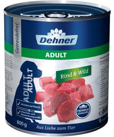 Dehner Premium Wet Dog Food for Adults - Beef & Wild 6-Pack (800g each) | Grain-Free Allergy-Friendly No Artificial Additives High Meat Content - Buy Online on GoSupps.com